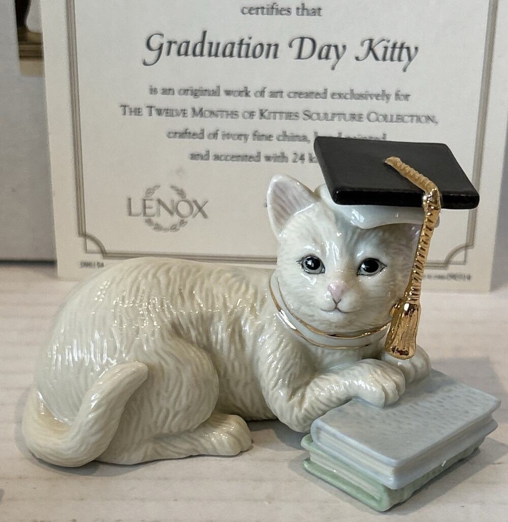 LENOX GRADUATION DAY KITTY -- June Kitten sculpture -- -- NEW in BOX with COA